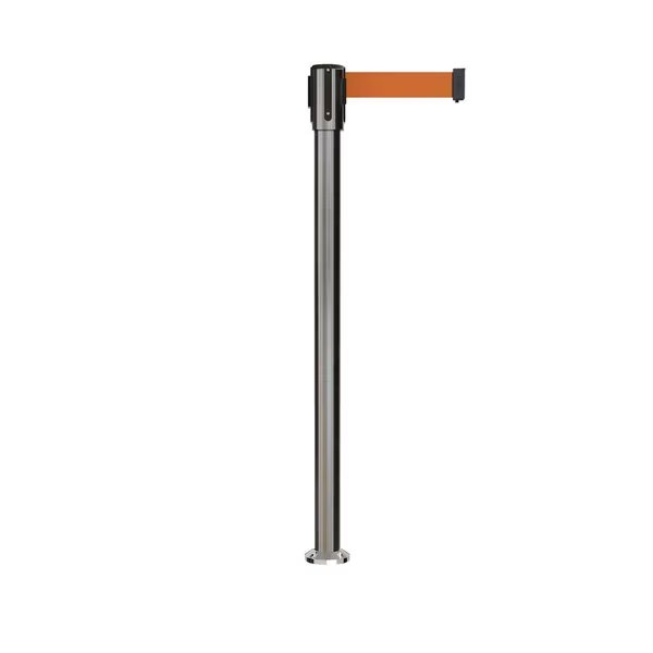 Retractable Belt Fixed Stanchion, 2ft Sat.Steel Post  7.5ft Orange, Montour Line, Mfr#: MX530F-SS-OR-75